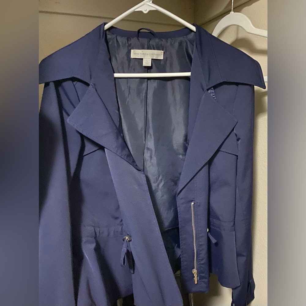 New York & Company Navy Blue Trench Coat